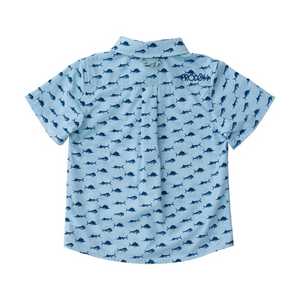 Boys' Short Sleeve Fishing Shirt in Fish Print