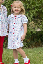 Load image into Gallery viewer, The Breccan Dress is a sweet and timeless style for the school year and beyond. Made in our adorable Homeroom Blooms knit fabric, this comfortable dress features a classic button-front design for an extra touch of traditional cuteness.

Perfect for the first day of school, special moments, and everyday adventures.
