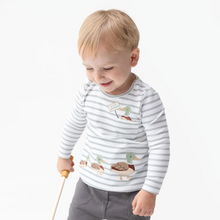 Load image into Gallery viewer, Waddle into cuteness with our&nbsp;Long Sleeve Shirt, crafted from soft organic cotton jersey. Featuring a darling mama mallard leading her ducklings applique, this cozy shirt is perfect for little ones who love animals, nature walks, or just snuggling up with family.

Pair with the matching jogger pant!
