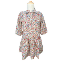 Load image into Gallery viewer, The Eve Dress in Jewel Floral by Pleat showcases a charming fall floral print with a flattering v-neck tie front and elegant drop waist. This dress is ideal for capturing beautiful fall photos and seamlessly transitions to suit any event throughout the season. Embrace effortless style and comfort with this versatile piece perfect for your autumn wardrobe.
