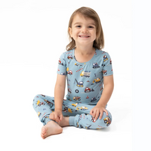 Load image into Gallery viewer, Angel Dear's super soft and stretchy Crayon Construction Short Sleeve Pajama Set features the look and feel you love from Angel Dear in a playful construction design in bold colors. He will gladly get ready for bedtime with these jammies!
