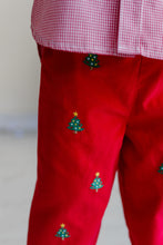 Load image into Gallery viewer, Boys Christmas Tree Red Corduroy Pants
