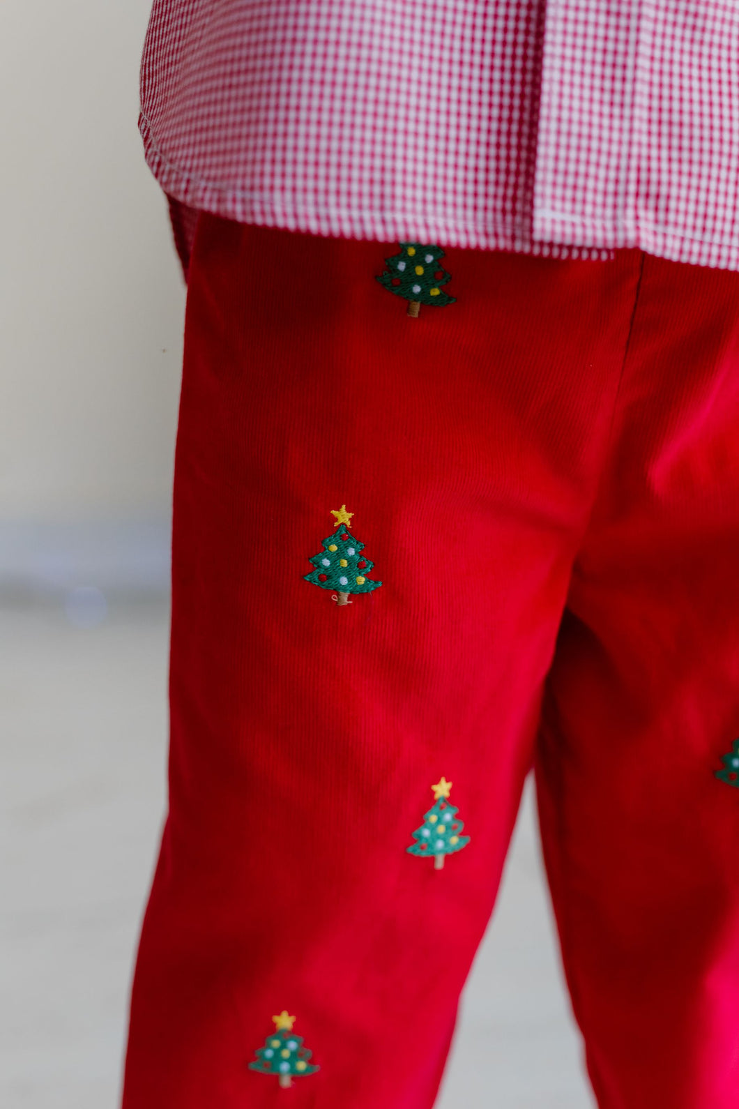 Boys Christmas Tree Red Corduroy Pants