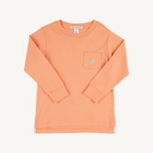 Your little gent will love our adorable + practical Long Sleeve Carter Crewneck. Featuring Seashore Sherbet with Buckhead Blue Stork, this will certainly be a staple in his wardrobe!