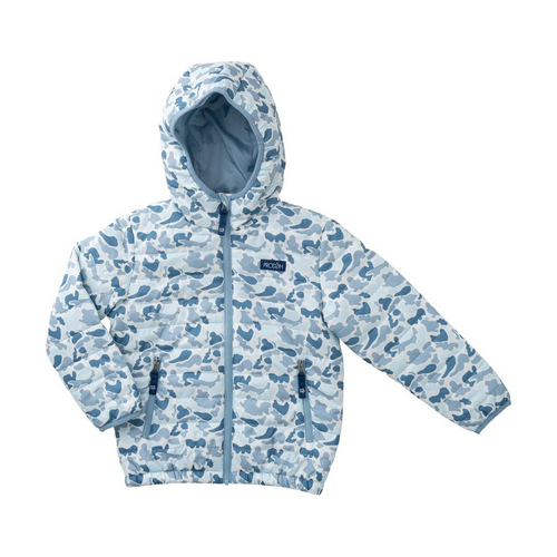 Let him take on the cold in bold style with the Boys Hooded Puffer Jacket in Blue Break Point Camo. This sporty layer packs warmth, comfort, and durability into one epic camo-cloaked package. Whether he's on the move at recess or exploring the great outdoors, this jacket's ready for the adventure.