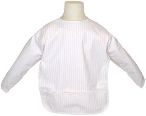 From mealtime to playtime, our Perfect Large Smock protects your little one's clothing without having to worry about the mess. Designed with long sleeves, comfortable elastic cuffs that prevents food from seeping in, and a snap closure in the back for easy on and off. The front pocket catches any dropped food or drink and is a perfect place to hold supplies for any creative activity. The material is so soft that you can gently use to wipe their faces and won't harm their delicate skin. Easy t