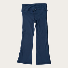 Load image into Gallery viewer, Watch her strut, stretch, and shine in the Girls' Athletic Flare Legging in Navy Peony —a bold twist on a classic activewear staple. With its comfy high-rise waistband and flattering flare leg, this legging blends form, function, and a whole lot of fun. Built for everything from yoga class to dance rehearsal to weekend errands with mom.
