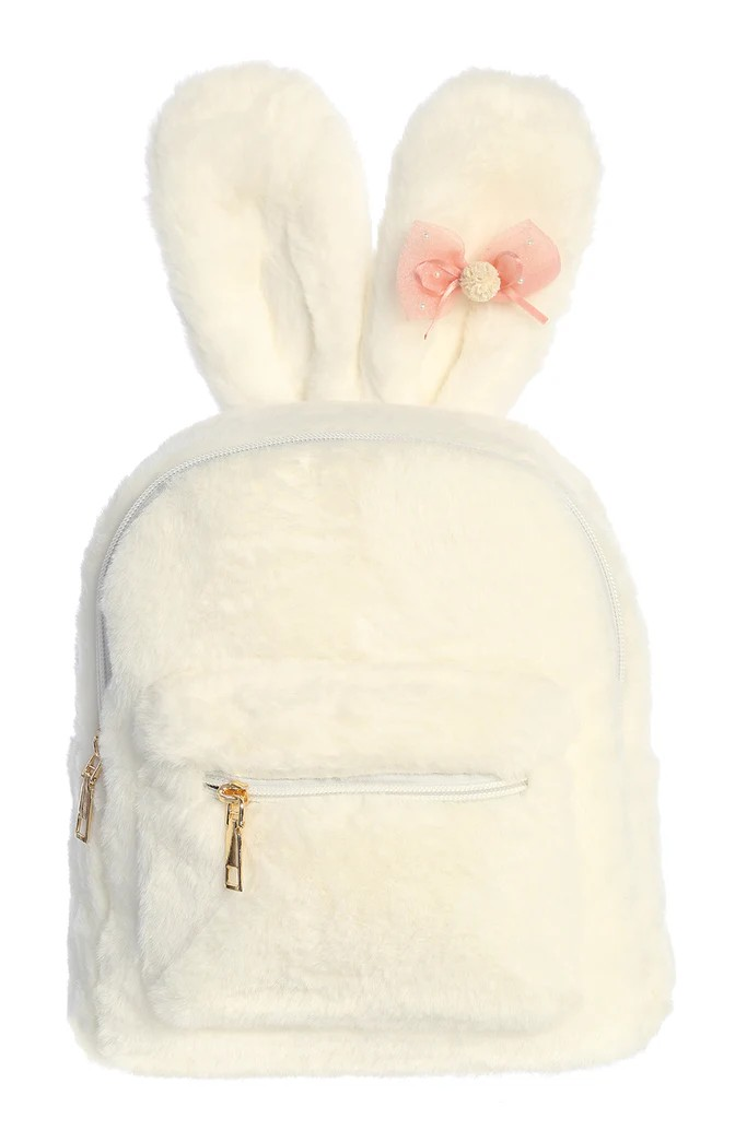 Embrace cuteness and functionality with this Plush Faux Fur Bunny Backpack from Dear Ellie. Made with soft faux fur and featuring adorable bunny ears with a cute bow, it's perfect for fashionistas and animal lovers alike. Adjustable straps make it a must-have for little ones.