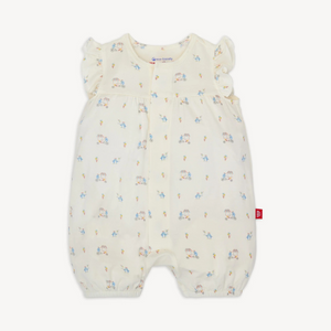 The Penguin Pints Ruffle Sleeve Romper from Magnetic Me combines adorable style with effortless functionality. Crafted from eco-friendly TENCEL™ modal, this romper is silky soft, breathable, and temperature-regulating, ensuring your little one stays comfortable all day. SewSafe™ magnetic closures along the front allow quick, stress-free dressing and changing, perfect for busy parents. Ideal for warm weather, this romper offers a cozy fit with charming ruffle sleeves that add a playful touch to your infant’s