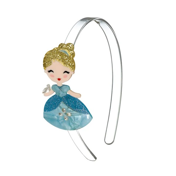 Add a touch of magic to any outfit with our Glass Slipper Princess Headband! Featuring a beautiful illustration of the iconic glass slipper princess, this acrylic headband from Lilies & Roses is the perfect accessory for any little princess. Sparkle and shine with this enchanting headband!