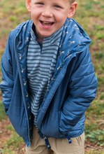 Load image into Gallery viewer, Boys Hooded Puffer Jacket from Prodoh in blue. This sporty layer combines warmth, comfort, and rugged durability. Designed to keep up with every move, it easily transitions from playground recess to weekend trail outdoor exploration.
