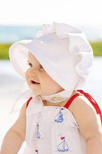 The Beaufort Bonnet in Worth Avenue White is simple and sweet. It is a staple for any darling little girl's wardrobe. Not only does it provide some shade for those cheeks you love so much, but it looks absolutely precious with any outfit too!
