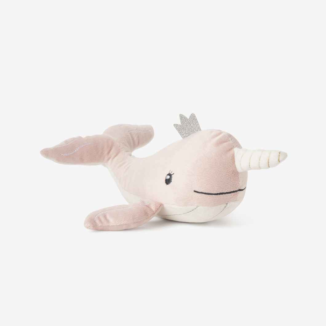 Meet your new favorite cuddle buddy - the Narwhal Plush! Made with soft and cuddly material, this plush is perfect for snuggling up with. It's a great addition to any girl's collection and makes for a thoughtful gift. Get ready for endless hugs with this adorable narwhal!