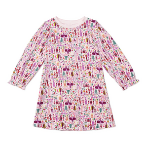 Explore our Nutcracker Christmas&nbsp;print dress&nbsp;and transport to a world of Yuletide&nbsp;fantasy filled with sugar plum ferries, battling mice, Mother Ginger,&nbsp;Uncle Drosselmeyer, Claira and her Nutcracker Prince! This print will bring nostalgic memories of Christmases past and inspire bedtime stories and sweet dreams of sugar plums and Christmas tidings all season long.