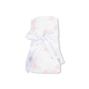 Farm Toile- Pink Ribbed Swaddle Blanket