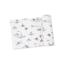 Load image into Gallery viewer, Migrating Mallards Swaddle Blanket from Angel Dear. Measures 45&quot; x 45&quot;. Made from the famous Angel Dear bamboo material. Perfect for swaddling your infant every day.&nbsp;
