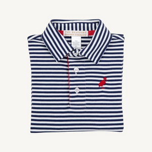 Our Long Sleeve Prim and Proper Polo & Onesie in Nantucket Navy Stripe with Richmond Red Stork is a must-have for this fall season. He can dress it up or dress it down while looking so handsome!