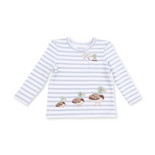 Load image into Gallery viewer, Waddle into cuteness with our&nbsp;Long Sleeve Shirt, crafted from soft organic cotton jersey. Featuring a darling mama mallard leading her ducklings applique, this cozy shirt is perfect for little ones who love animals, nature walks, or just snuggling up with family.

Pair with the matching jogger pant!

