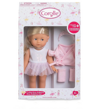 Load image into Gallery viewer, Meet Rosy, the pint-sized prima ballerina who's ready for her next grand performance! This charming 8-inch Corolle doll brings ballet dreams to life with her silky, combable blonde hair and graceful style. Rosy arrives dressed in an elegant tutu, complete with a tiara, cozy ballet sweater, leg warmers, and hair extensions for endless styling possibilities. Lightweight and perfectly portable, she's the ideal companion for imaginative play on the go. Recommended for ages 3 and up.
