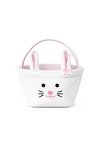 Load image into Gallery viewer, Hippity-hopping its way into our bestselling Bunny Basket assortment, the Bitty Bunny Basket proves that anything is more precious when it’s mini-sized! Cutely crafted of classic pastel seersucker and durable canvas, this portable tiny tote is the perfect accessory for egg hunt adventures for the littlest of tots.  Add a name to the back for that extra special personalized touch!

Easter Bunny-approved bunny face ready for springtime celebrations
Perfect for kids of all ages, especially walkers/toddlers
Gre
