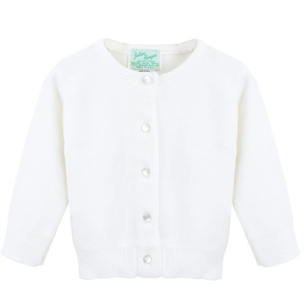 Wrap your little one in cozy comfort with our Cotton Cardigan in White. Made from 100% cotton, it's perfect for all-day wear and compliments their stylish smocked or peter pan collar outfits. Available in a range of sizes for NB-toddlers, it's the perfect layer for any chilly day. Elevate their wardrobe with Julius Berger!