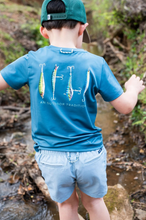 Load image into Gallery viewer, For your little angler, this PRODOH&nbsp;Boys' Pro Performance Short Sleeve T-shirt in Tapestry Blue with Fishing Lures&nbsp;will be your little bait and tackle expert's go to tee!&nbsp;

Sun-Safe Play-UPF 50+ protection shields sensitive skin during outdoor fun

90% Polyester 10% Lycra Moisture-wicking, quick-dry fabric that keeps them dry from backyard to bleachers
