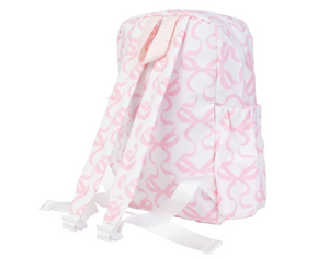 The Apple of My Isla Small Backpack snuggly fits a pocket folder and lunchbox.&nbsp;

Made with our PVC-free, wipeable, non-chlorinate coated fabric that is soft to the touch, antimicrobial, water resistant, odorless and biodegradable. This fabric has been specifically developed to be a healthier and more environmentally friendly alternative to the traditional coated material of toxic PVC.

With that being said! To care for this product, we recommend wiping clean. Items can be hand washed with mild dish soa