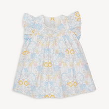 Load image into Gallery viewer, The Magnetic Me Nikki Menagerie Flutter Sleeve Dress combines charming floral and safari prints with practical design. Its empire waist and flowy silhouette create a stylish look perfect for little fashionistas. Made from 100% organic cotton, this dress is soft, durable, and gentle on the skin. Magnetic closures simplify dressing, making it easy to pull over the head without fuss. Ideal for both special occasions and everyday adventures, this dress offers comfort and convenience in one beautiful package.
