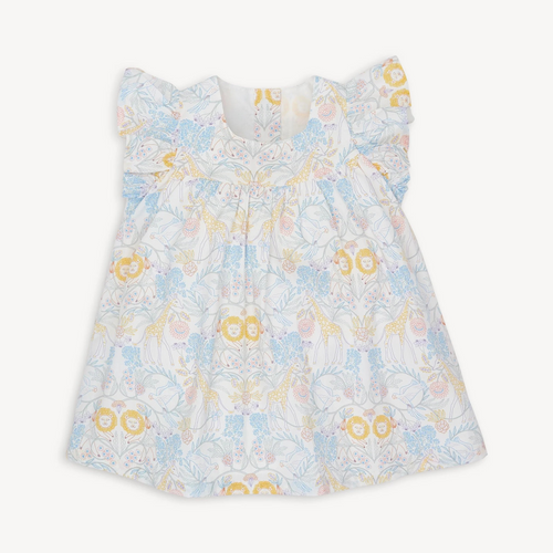 The Magnetic Me Nikki Menagerie Flutter Sleeve Dress combines charming floral and safari prints with practical design. Its empire waist and flowy silhouette create a stylish look perfect for little fashionistas. Made from 100% organic cotton, this dress is soft, durable, and gentle on the skin. Magnetic closures simplify dressing, making it easy to pull over the head without fuss. Ideal for both special occasions and everyday adventures, this dress offers comfort and convenience in one beautiful package.