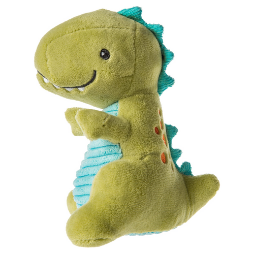Decidedly un-ferocious, the Pebblesaurus will be a baby’s best friend. Spikes, wide wale, and embroidered face and spots make this soft gift the perfect baby rattle. At only 5