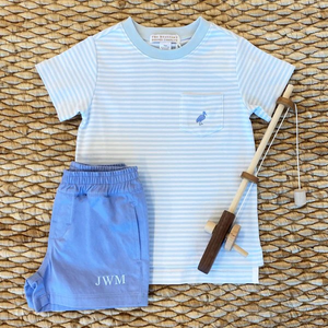 Carter Crewneck- Buckhead Blue Stripe with Park City Periwinkle Stork