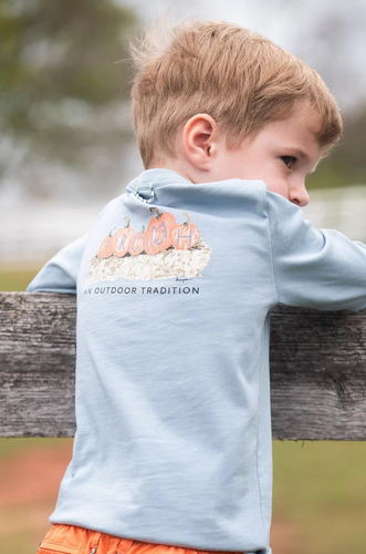 Celebrate the season in style with this soft Long Sleeve Cotton T-shirt - Pumpkin Harvest  featuring an exclusive PRODOH pumpkin patch design. Crafted for comfort and durability, this fall favorite is perfect for cooler days at the pumpkin patch, backyard adventures, or family outings.