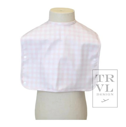 Your little ones will look super cute at meal and snack time with our TRVL Best Bib. Our full coverage bib snaps at the back of the neck and in the front you snap to invert a catchall pocket. The material is so soft that you can gently use to wipe their faces. Easy to wipe clean or simply place in your washing machine and hang dry. Comes packed in a cute cotton drawstring bag for easy display and storage.