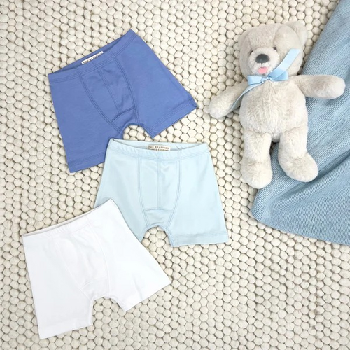 Every little gent needs a pair of comfortable underthings, and now he can get them in a set of three! Our Theodore's Underthings Set features three pairs of underthings in our signature Park City Periwinkle, Worth Avenue White, & Buckhead Blue.

**Please note: Underthings are not eligible for returns or exchanges. 