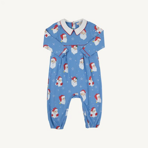 Our Long Sleeve Bradford Romper featuring Dear Santa in Barbados Blue with Worth Avenue White is too good to be true! We love how soft this romper feels and how easy it is to play in.