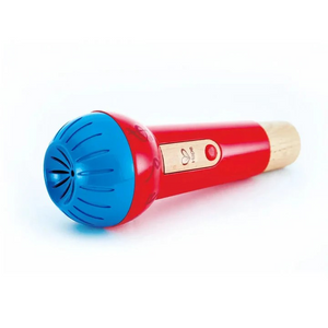 The Mighty Echo Microphone is perfect for children aged 12 months and up who love to sing and perform. This battery-free toy adds a fun echo effect to any voice, inspiring creativity without the need for power. Its vibrant primary colors and musical note design make it an eye-catching accessory for solo performances or group play. Let your little one unleash their inner pop star and enjoy endless musical fun with the Mighty Echo Microphone.