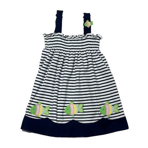 Elevate your little one's wardrobe with the Toddler Girl's Donna Fish Dress from Zuccini Kids. This adorable ensemble combines a navy and white dress adorned with charming fish appliques. Crafted from soft knit material, this set ensures your girl stays comfortable while looking absolutely precious for any summer occasion. Perfect for beach trips, playdates, or family gatherings!