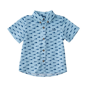 Boys' Short Sleeve Fishing Shirt in Fish Print