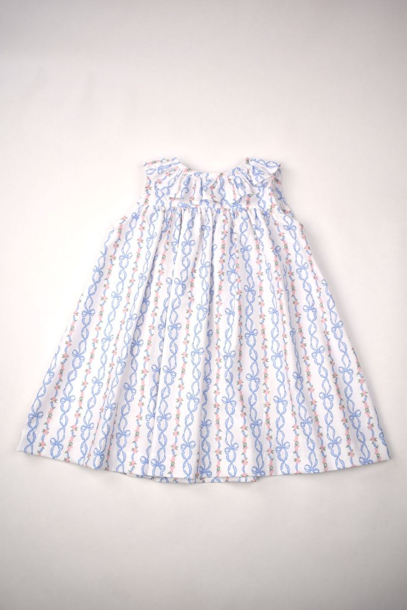 Bow Print Ruffle Dress