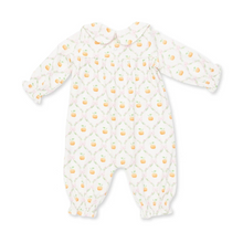 Load image into Gallery viewer, Pretty Pumpkin Trellis  Smocked Long Sleeve Romper
