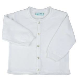 Meet an adorable knit cardigan, just right for keeping your little one warm while still looking fashionable and classy! This soft button down is cozy and cute, whether you go with the baby blue, pink or white. Features ribbed sleeve cuffs and rolled over edges along the neck and hem. Perfect for layering over an outfit for an extra bit of warmth, or as a beautiful top of its own!