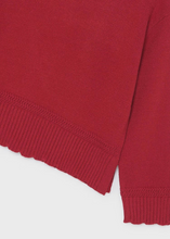 Load image into Gallery viewer, Introduce your daughter to timeless elegance with this Girls Scallop Hem Sweater from Mayoral. Crafted in a classic red hue, this piece combines everyday wearability with feminine charm. The signature scalloped hemline adds a whimsical touch that sets it apart—perfect for layering over collared shirts or pairing with school uniforms. Ideal for girls and tweens seeking a versatile staple that bridges casual and dressy occasions.
