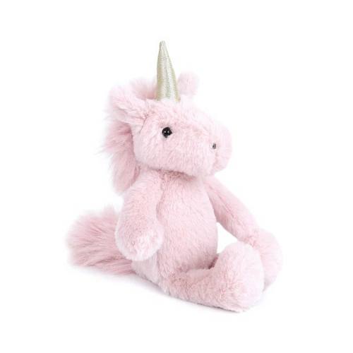 Every little princess needs her very own unicorn to help rule her kingdom, and Shyla the Unicorn is just the one! With her soft, pink- colored premium plush fur, a shimmering holographic horn, and a fluffy magical mane, Shyla is the perfect royal companion. Her floppy arms and legs make her perfect for snuggles after a long day of adventures. Designed for endless fairytale fun, Shyla fills every princess kingdom with magic and charm!