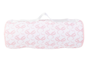 Have no fear about your child sleeping on the ground at school - The Nap Mat is pure luxury!  Made from cotton with soft bamboo pillowcase and blanket inside, and poly fill throughout. Plush and comfortable, your toddler is sure to get great rest. Shoulder strap is two inches wide to allow plenty of room for embroidery. 

To care for these products, we recommend removing pillow insert and machine washing on gentle cycle and dry on low heat. Detergent poured directly onto mat may cause discoloration. Use dis