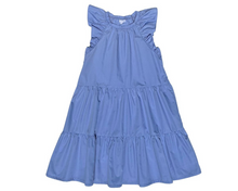 Load image into Gallery viewer, Transform your tween&#39;s spring wardrobe with our Layla Dress in Lapis Blue from Pleat! Featuring a flattering ruffle cap sleeves and a tiered skirt, this dress exudes charm and femininity. Elevate her style with this must-have piece!
