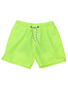 Splash into summer with these uber-bright citron yellow swim shorts, made for energetic beach days. They feature a sturdy self-fabric waistband with an adjustable drawstring, ensuring a comfortable fit while the bold color keeps you visible and stylish on busy beaches or at the pool.