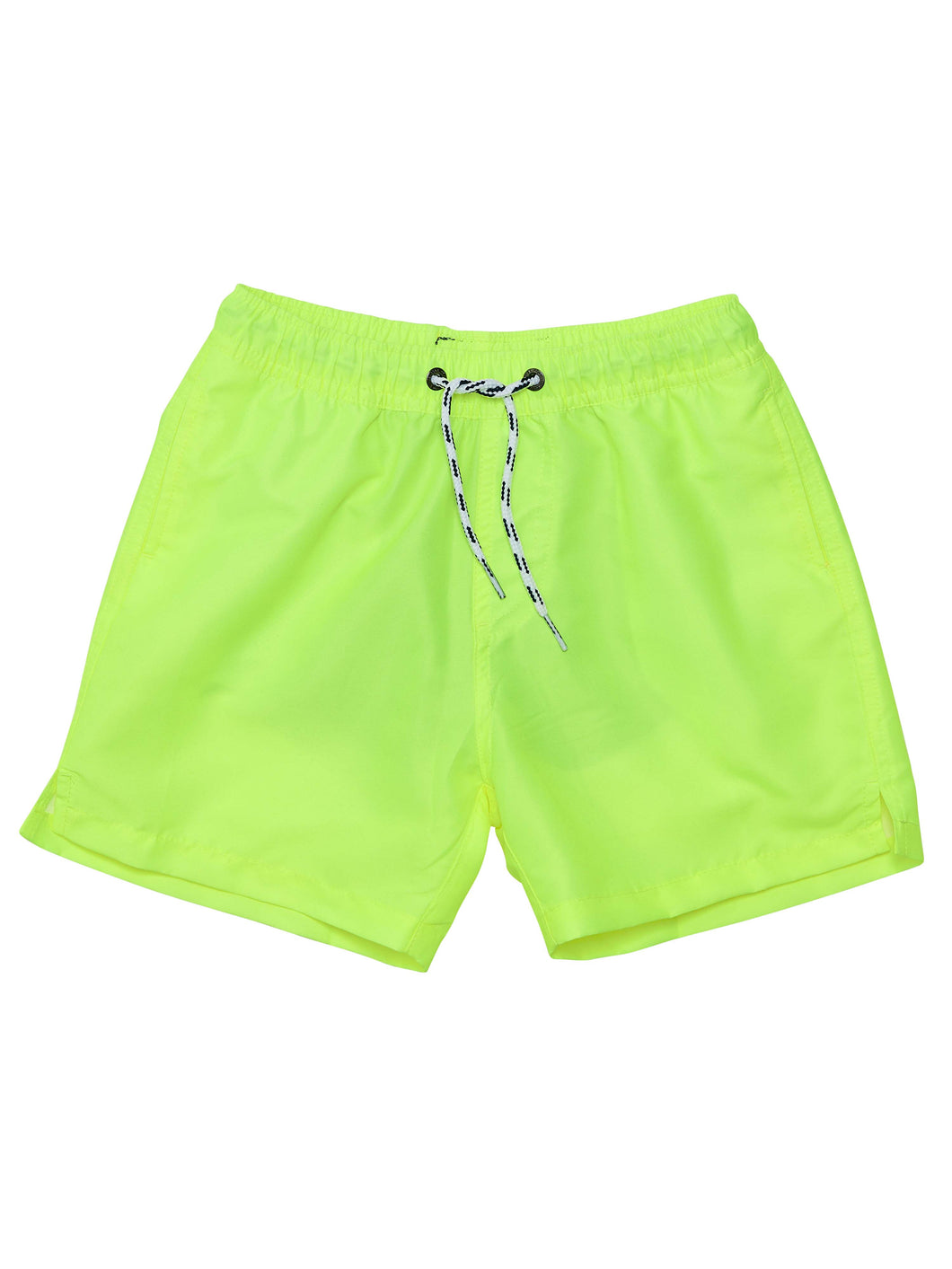 Splash into summer with these uber-bright citron yellow swim shorts, made for energetic beach days. They feature a sturdy self-fabric waistband with an adjustable drawstring, ensuring a comfortable fit while the bold color keeps you visible and stylish on busy beaches or at the pool.