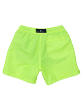 Load image into Gallery viewer, Splash into summer with these uber-bright citron yellow swim shorts, made for energetic beach days. They feature a sturdy self-fabric waistband with an adjustable drawstring, ensuring a comfortable fit while the bold color keeps you visible and stylish on busy beaches or at the pool.
