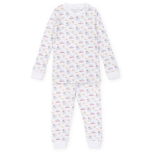 Load image into Gallery viewer, Get your little one ready for bed in style with our Pirates Long Sleeve Pajama Set! Featuring an adorable pirate ship and pirate motif design, these pajamas from Lila &amp; Hayes are perfect for any little adventurer. Made with quality materials, your toddler will stay comfortable and snug all night long.
