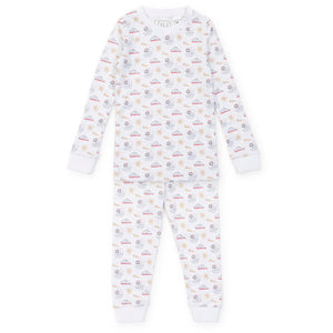 Get your little one ready for bed in style with our Pirates Long Sleeve Pajama Set! Featuring an adorable pirate ship and pirate motif design, these pajamas from Lila &amp; Hayes are perfect for any little adventurer. Made with quality materials, your toddler will stay comfortable and snug all night long.